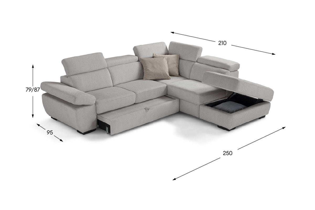CLARA - ANGOLO TERMINALE CON POUF CONTENITORE