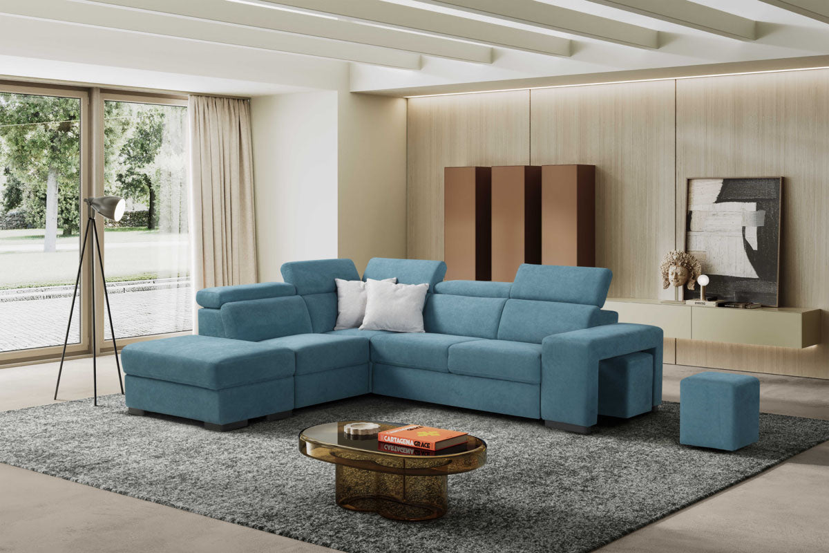 LORIS - ANGOLO TERMINALE REVERSIBILE CON POUF CONTENITORE