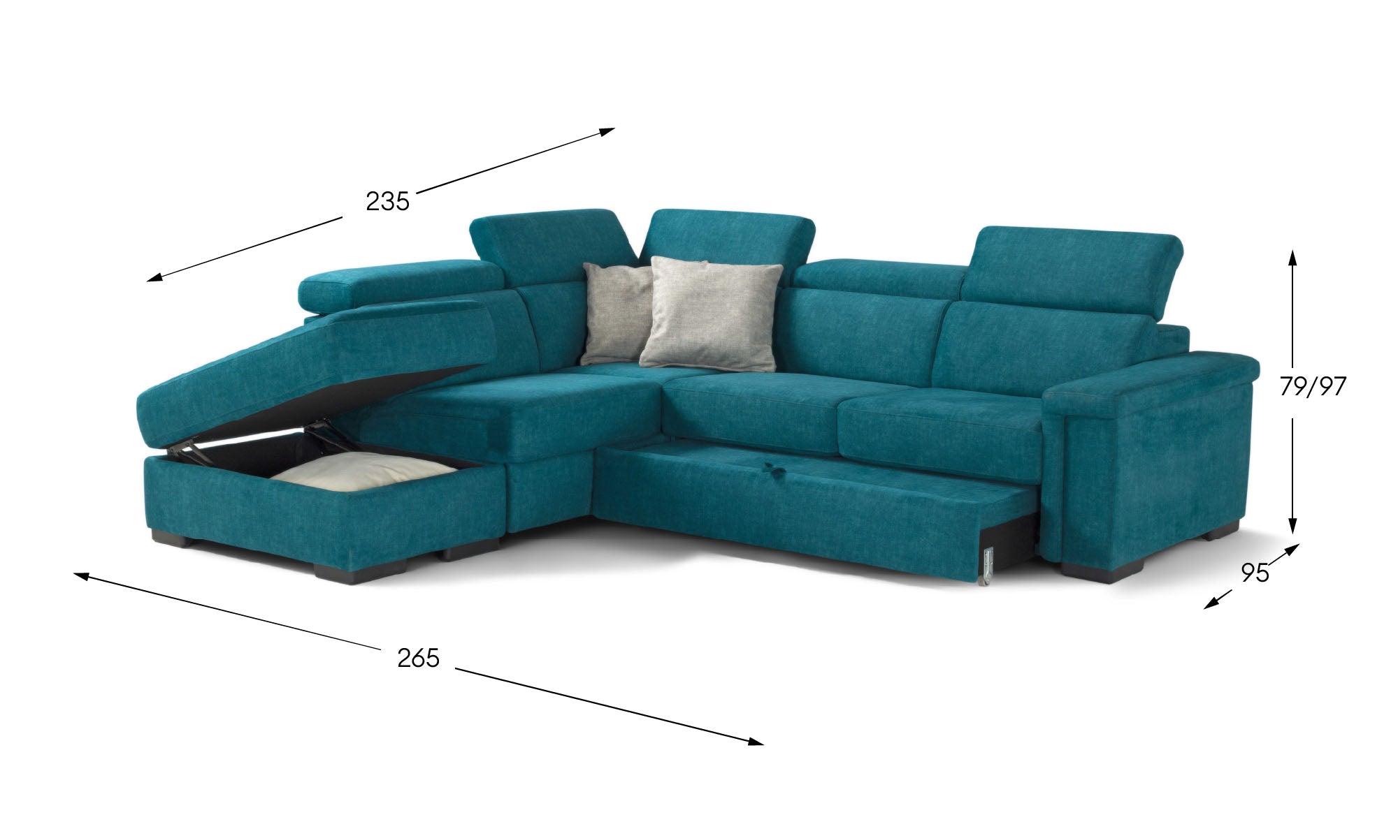 VINCY - ANGOLO TERMINALE CON POUF CONTENITORE